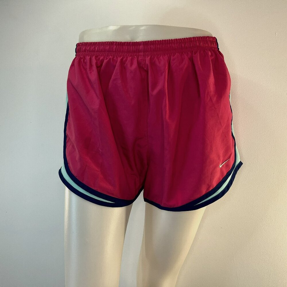 Nike Women's Pink Athletic Shorts with Navy Trim